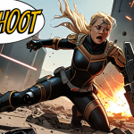 **Image Prompt:** A fierce female hero, Hero A, mid-attack, increasing critical damage. Dynamic pose. Background: a battlefield with futuristic elements. Style: comic book art. Text overlay: "Verhoogt kritieke schade" (Increases critical damage).